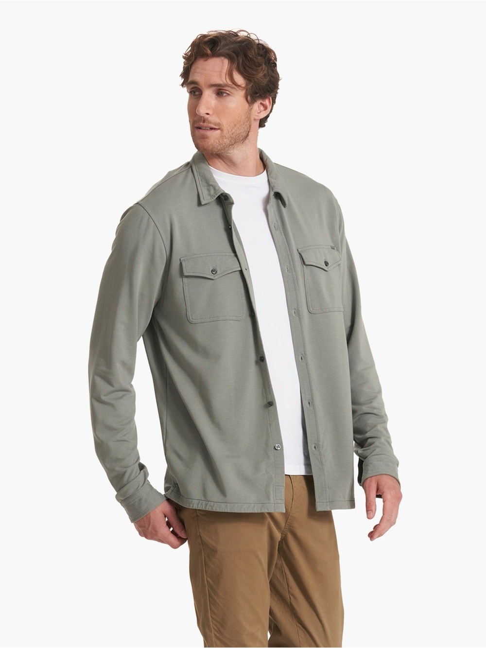 Vuori Boulevard Shirt Jacket Stormy Green Men’s M Button Down Utility Comfy